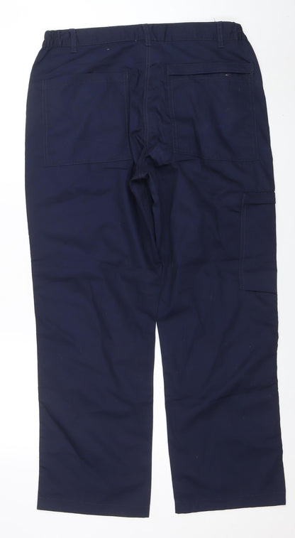 Close-up detail of Regatta Professional women’s blue cargo work trousers, size UK 16