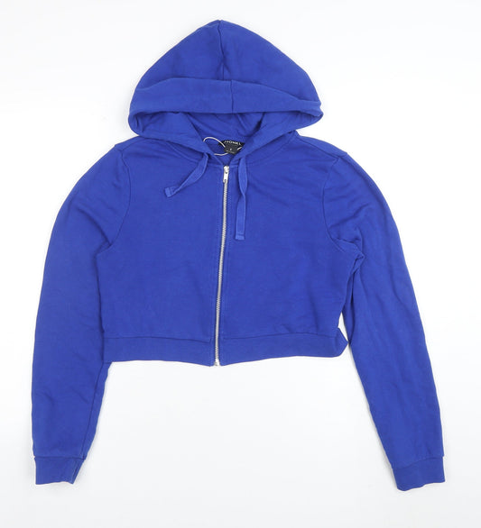 Monki Women's Blue Full Zip Hooded Sweatshirt Size S