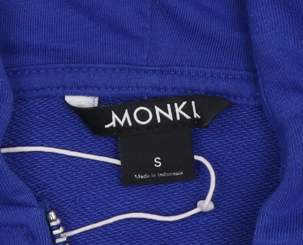 Monki Women's Blue Full Zip Hooded Sweatshirt Size S