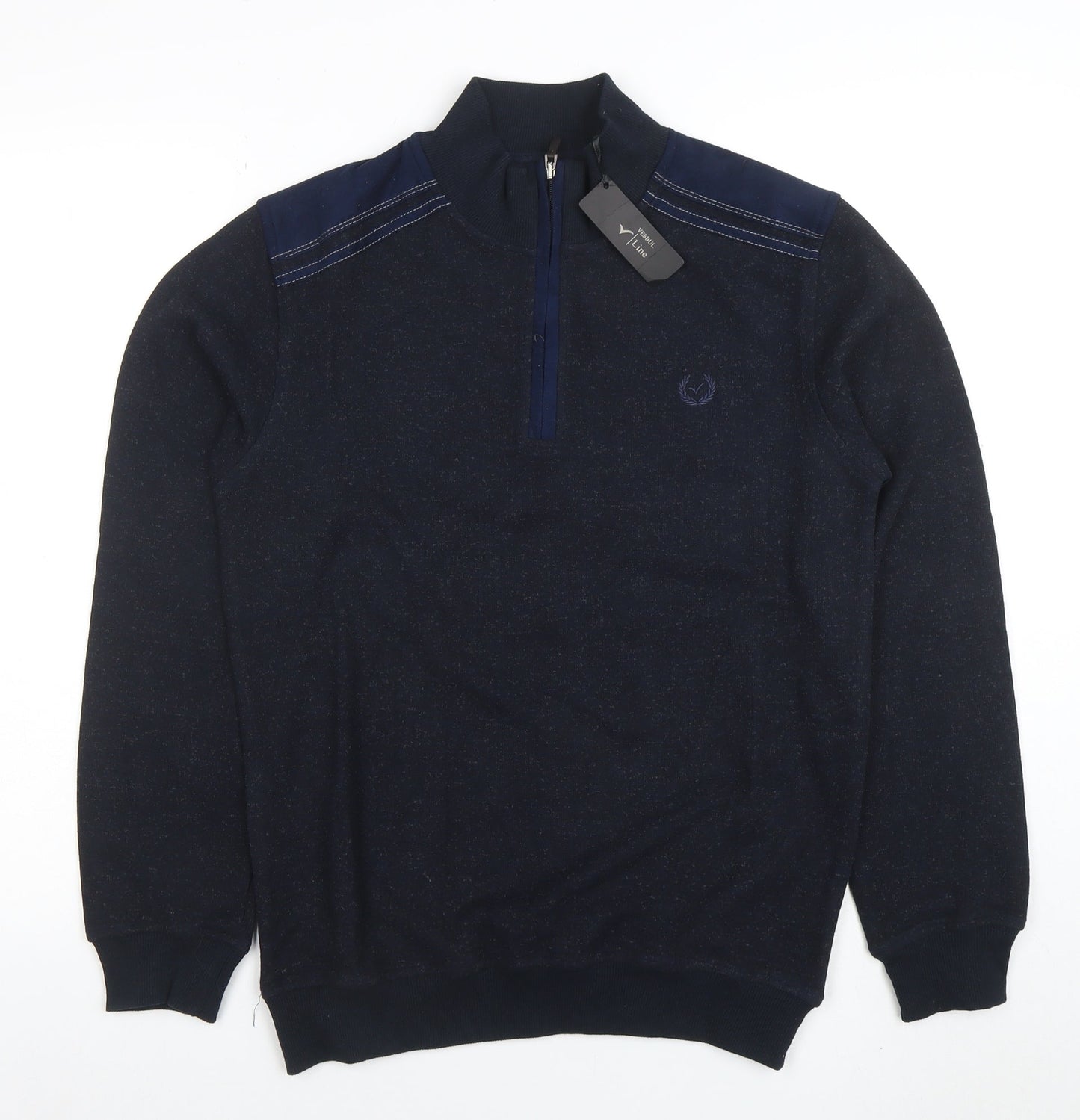 Vesbul Men's Blue 1/2 Zip Cotton Blend Sweatshirt Size M