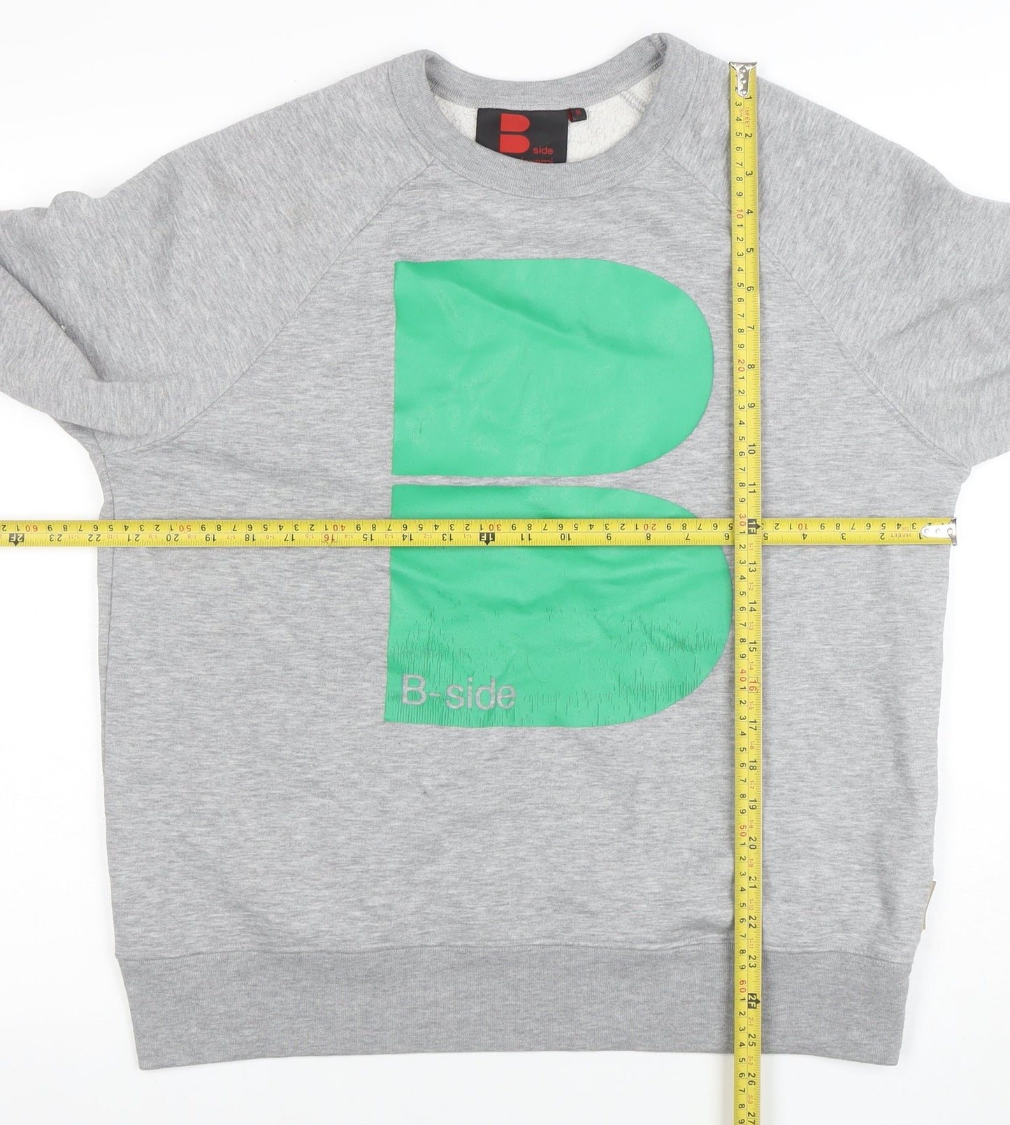 B-side Mens Grey Crew Neck Sweatshirt M Graphic Urban Pullover
