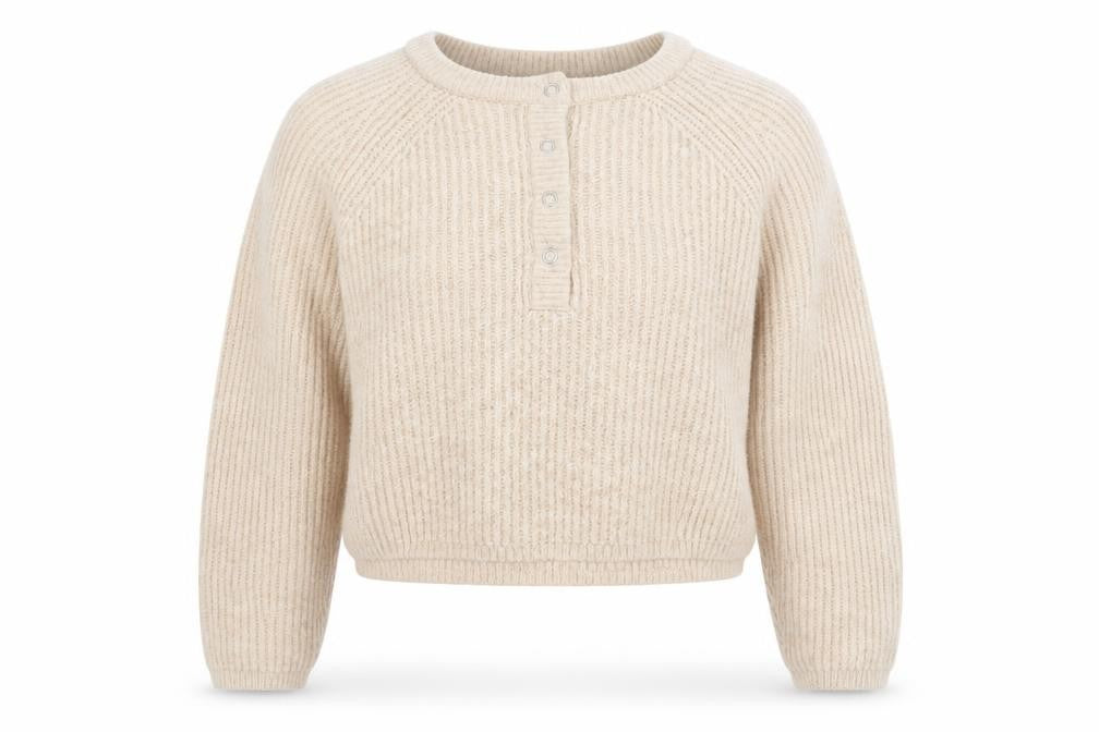 Pull&Bear Women's Beige Henley Knit Jumper Size S