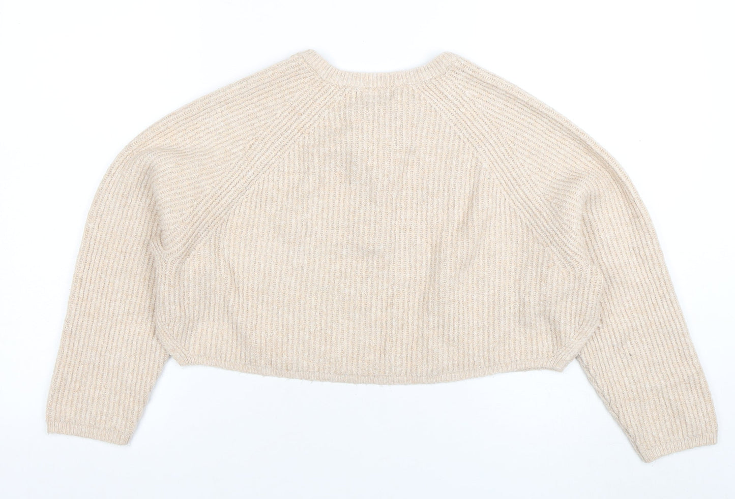 Pull&Bear Women's Beige Henley Knit Jumper Size S