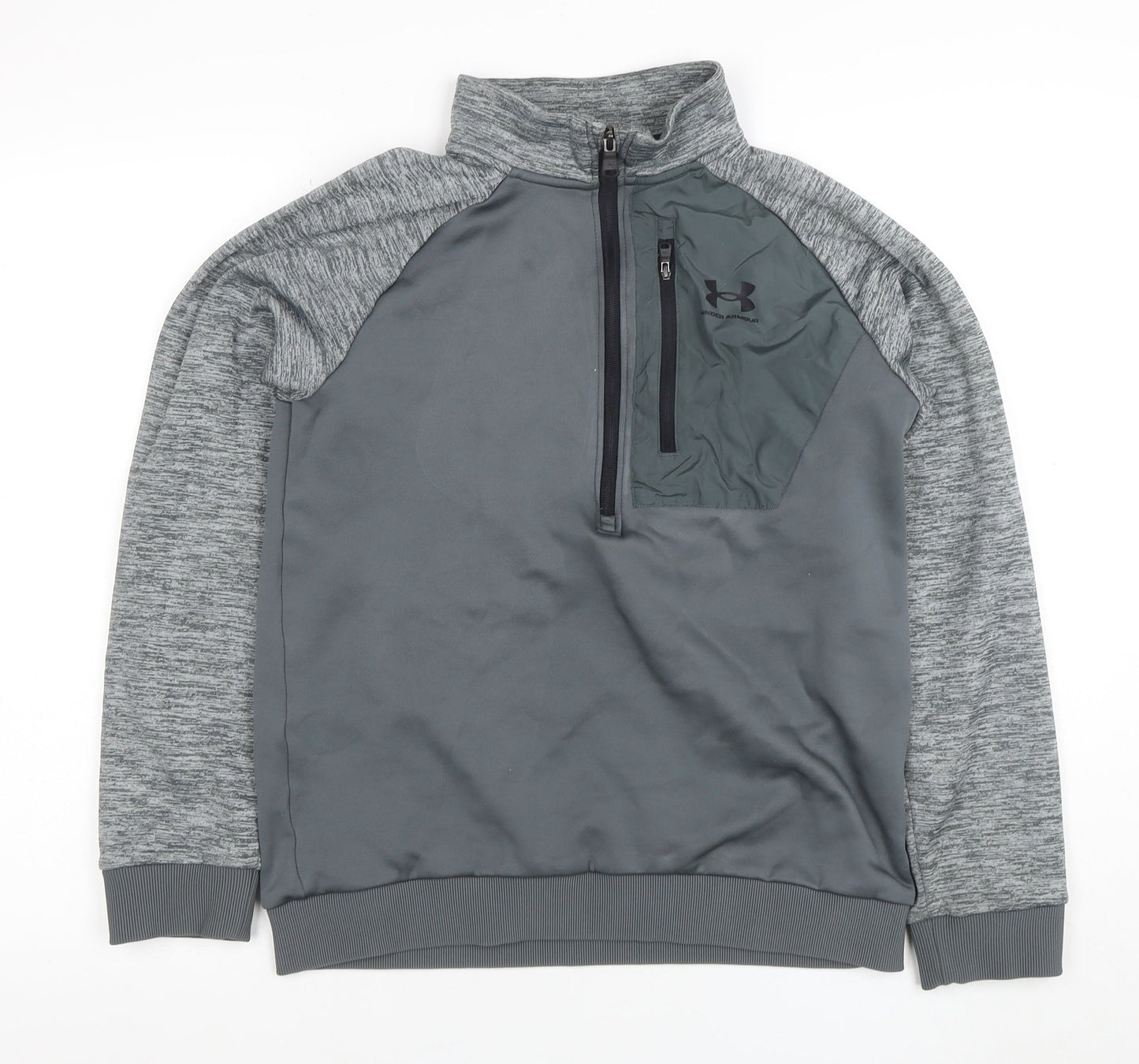 Under Armour Boys Grey 1/2 Zip Pullover Hoodie XL - Lightweight Training Top