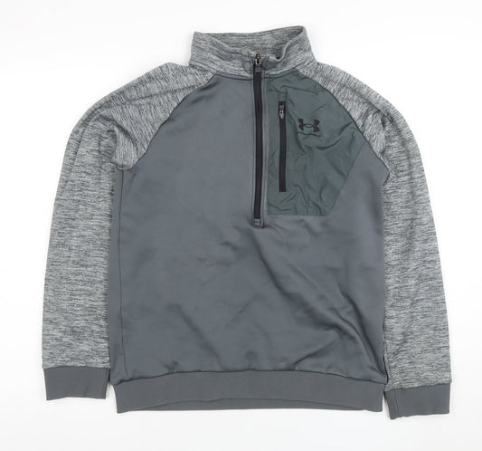 Under Armour Boys Grey 1/2 Zip Pullover Hoodie XL - Lightweight Training Top