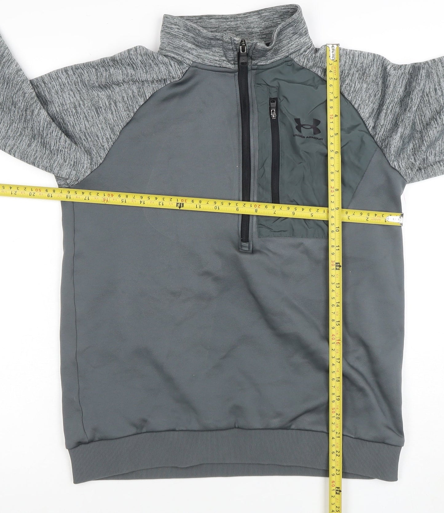 Under Armour Boys Grey 1/2 Zip Pullover Hoodie XL - Lightweight Training Top