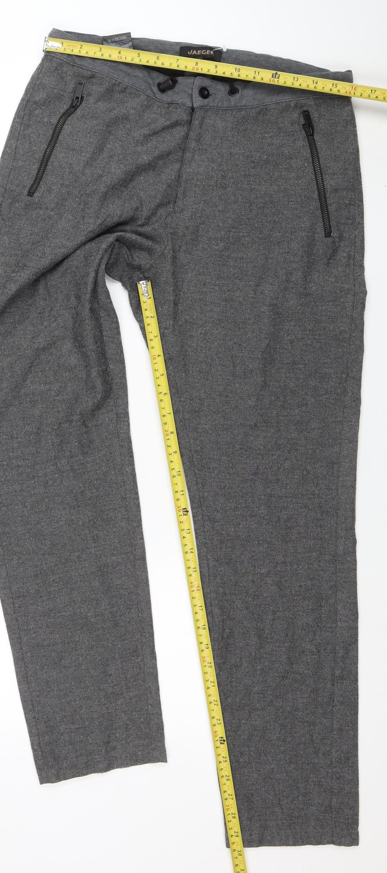 Jaeger Women Grey Wool Blend Straight Trousers M
