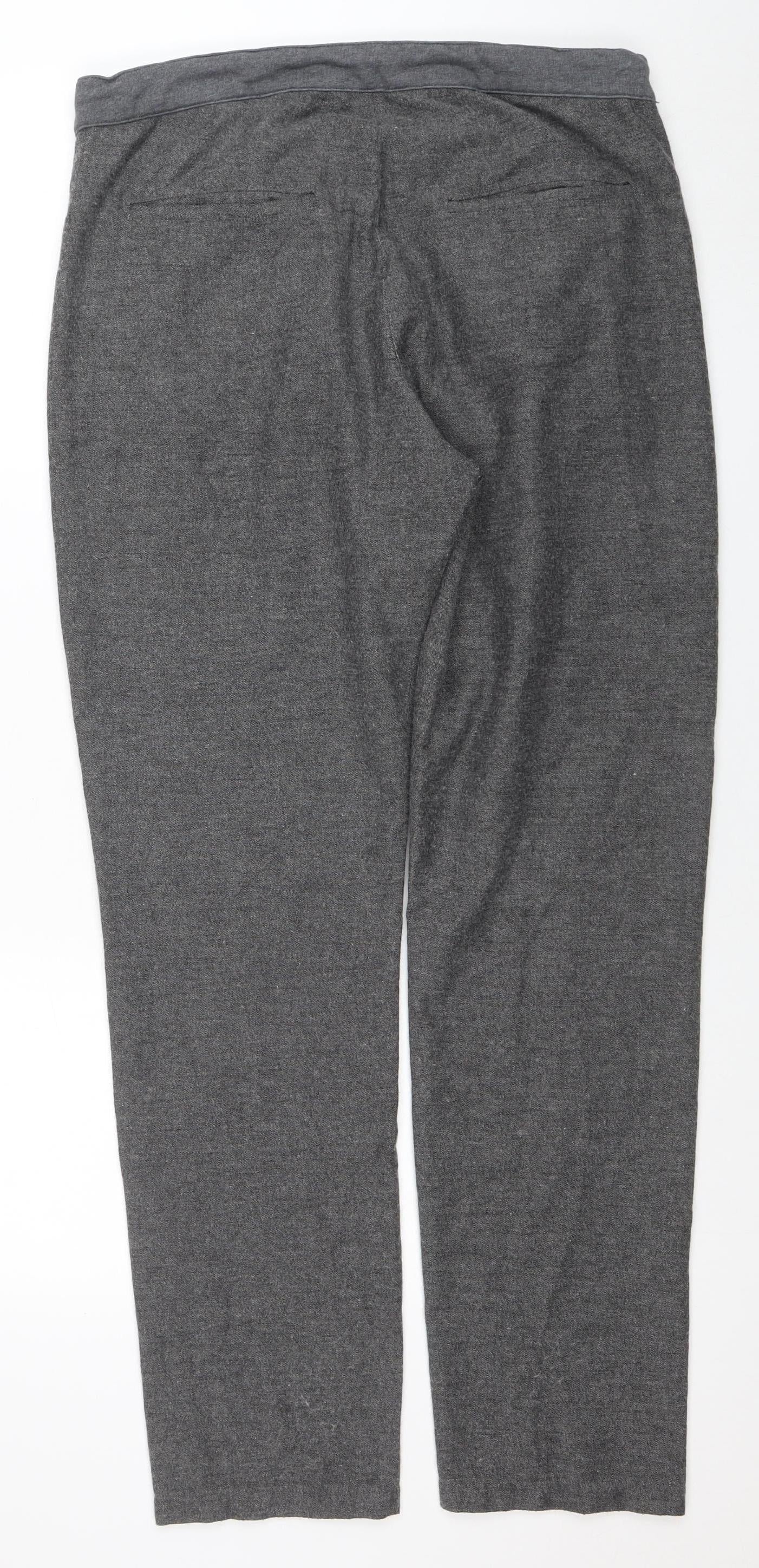 Jaeger Women Grey Wool Blend Straight Trousers M