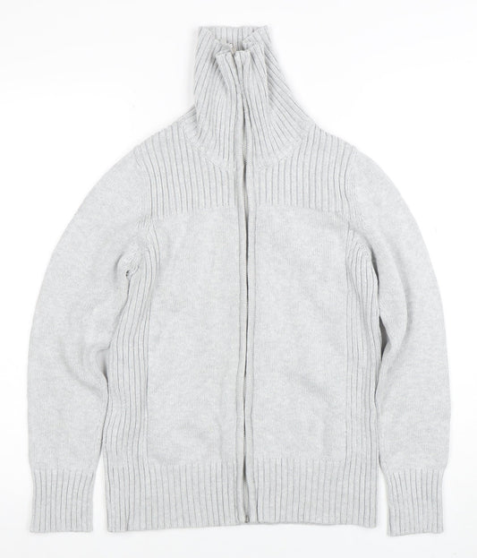 Marks and Spencer Women's Grey Size 12 Roll Neck Full Zip Jumper