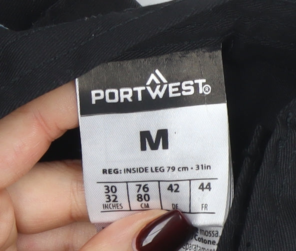 Portwest Men's Black Workwear Trousers Medium 30W 31L Polyester Cotton