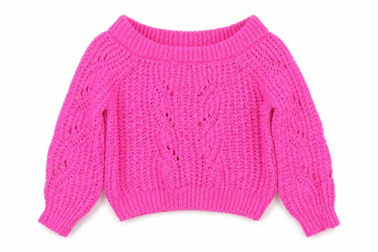 River Island Women’s Pink Open-Knit Boat Neck Jumper Size 12