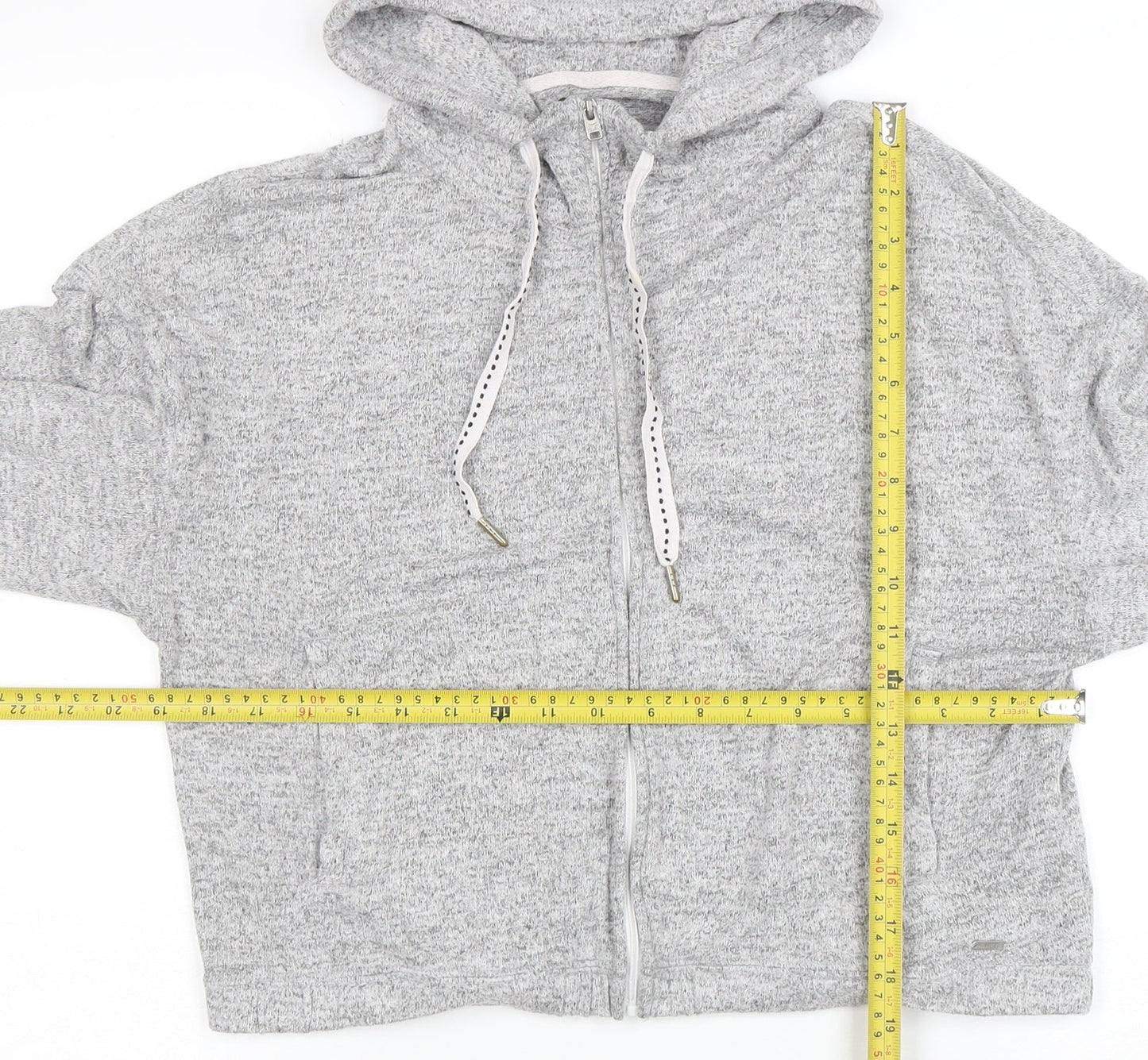 Hollister Women Grey Full Zip Hoodie Small Soft Knit Casual