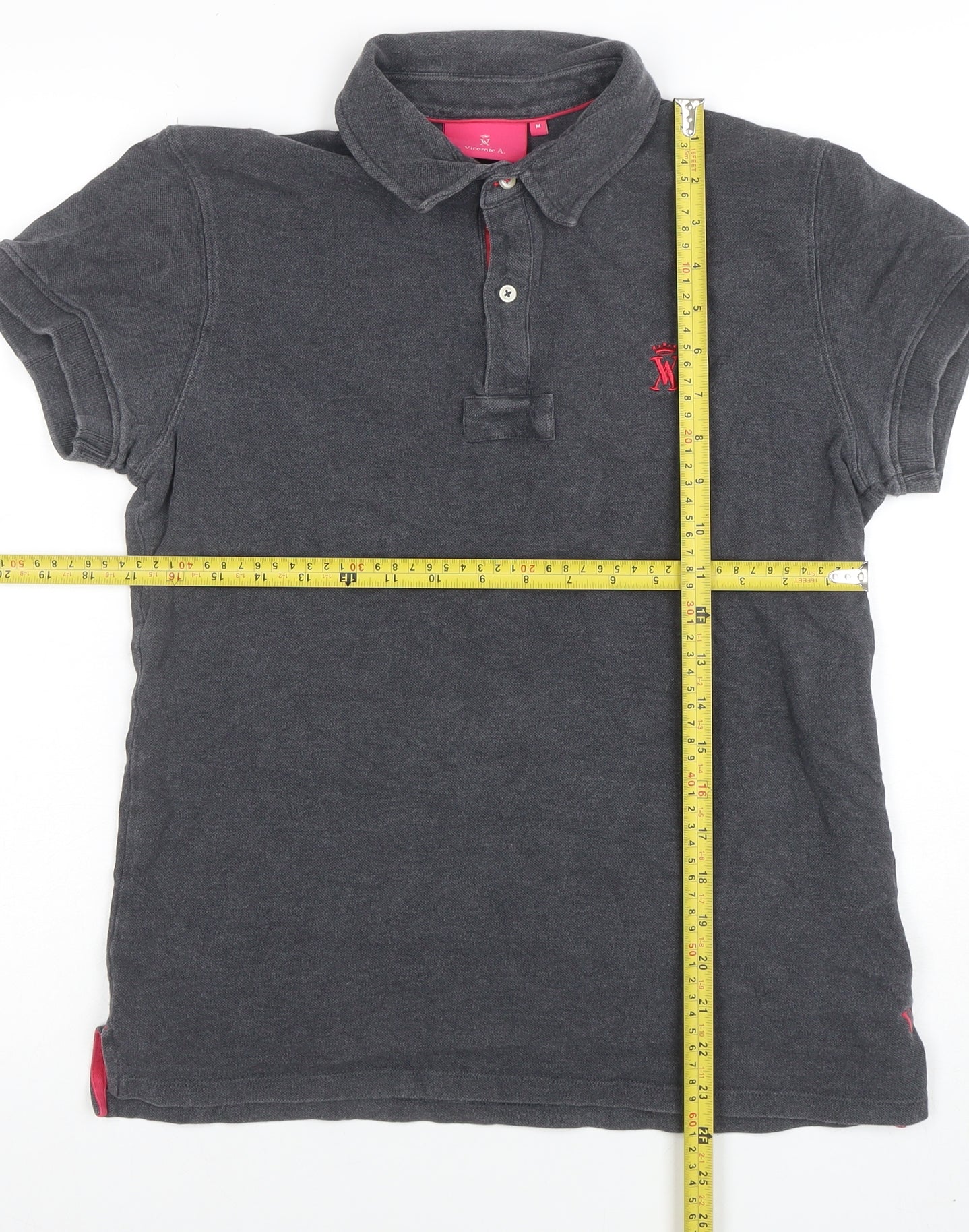 Vicomte A. Women's Grey Cotton Polo Shirt M Classic Fit