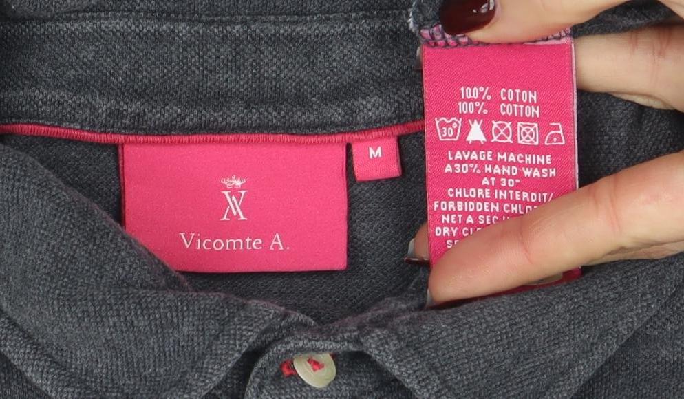 Vicomte A. Women's Grey Cotton Polo Shirt M Classic Fit
