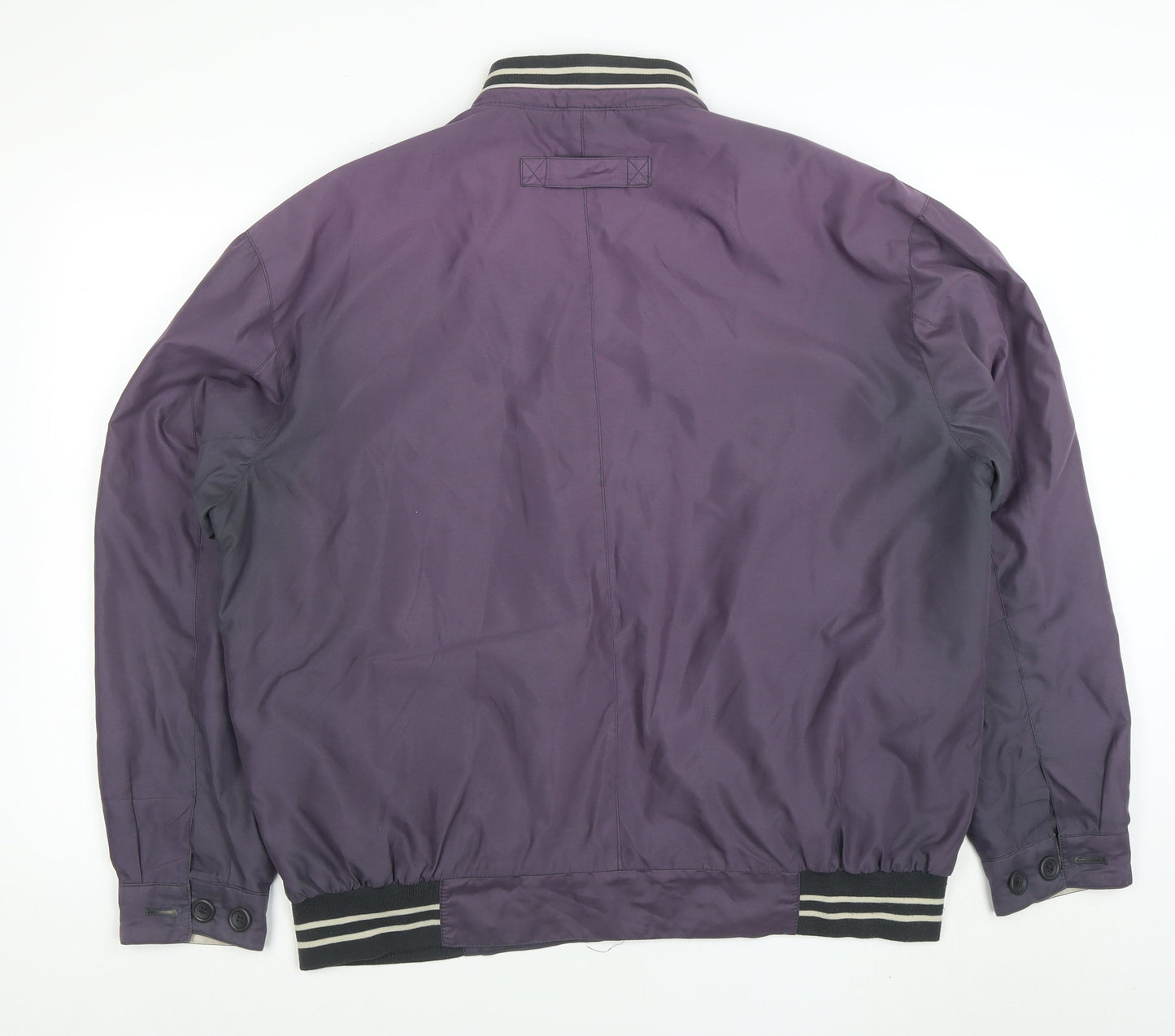 MAN Men's Purple Bomber Jacket Size L Zip Up Casual Varsity Style