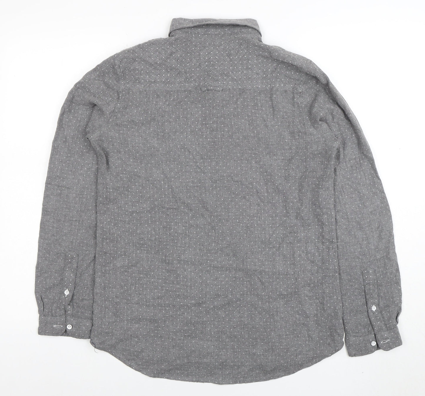 Crew Clothing Co. Womens Grey Polka Dot Button-Up Shirt Size 10