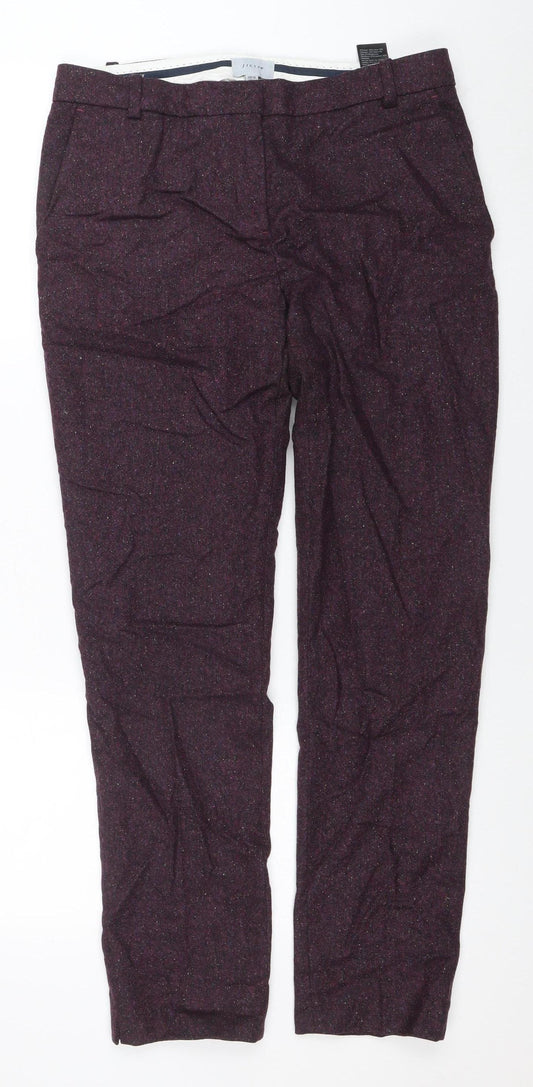 Jigsaw Women's Purple Wool Blend Tweed Straight Trousers UK 10