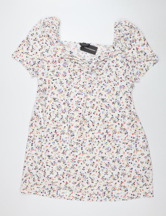 Wednesday's Girl Women's Plus Size 24 Multicoloured Floral A-Line Puff Sleeve Dress