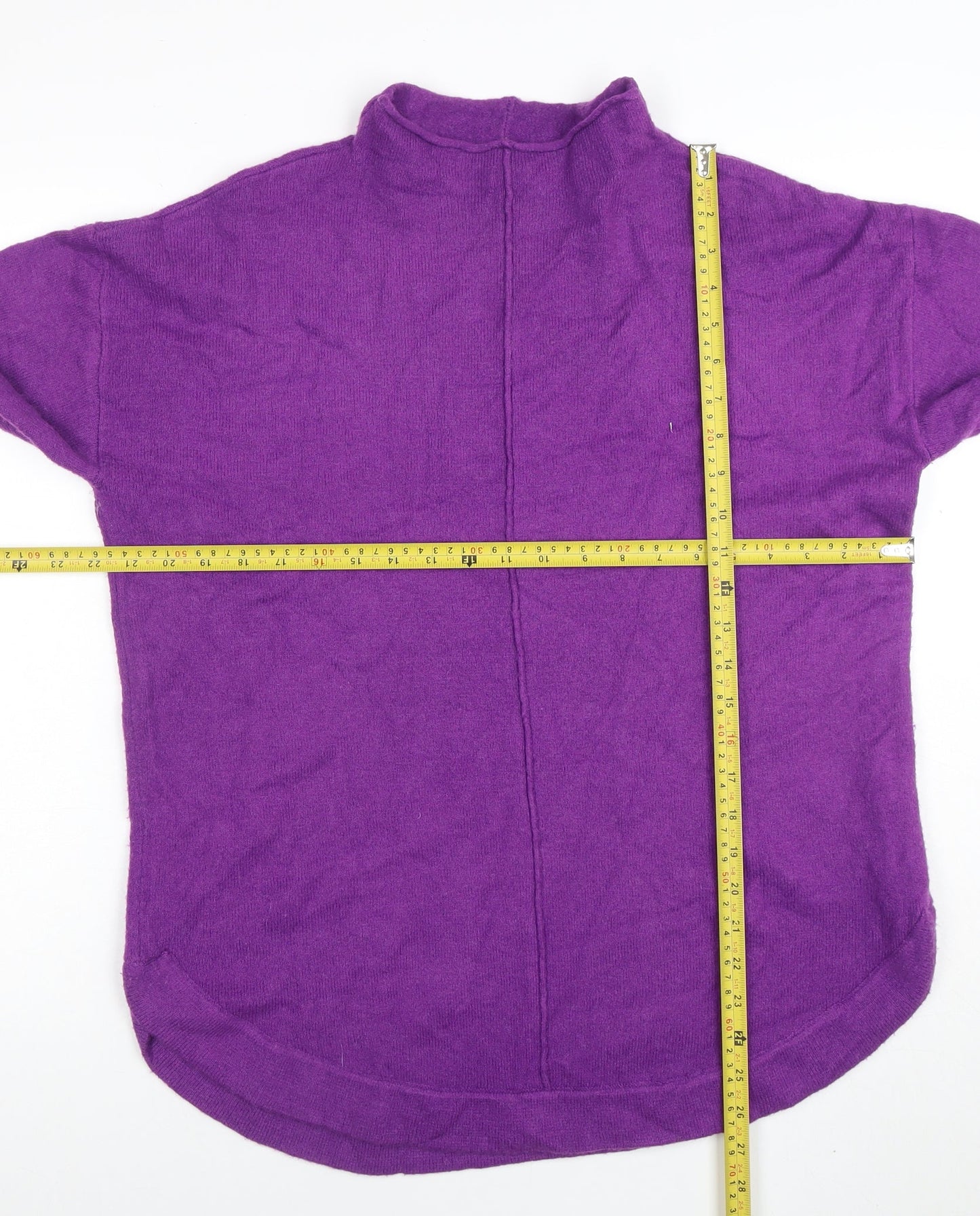 NOOSNOW Womens Purple Wool Blend Mock Neck Long Sleeve Jumper M