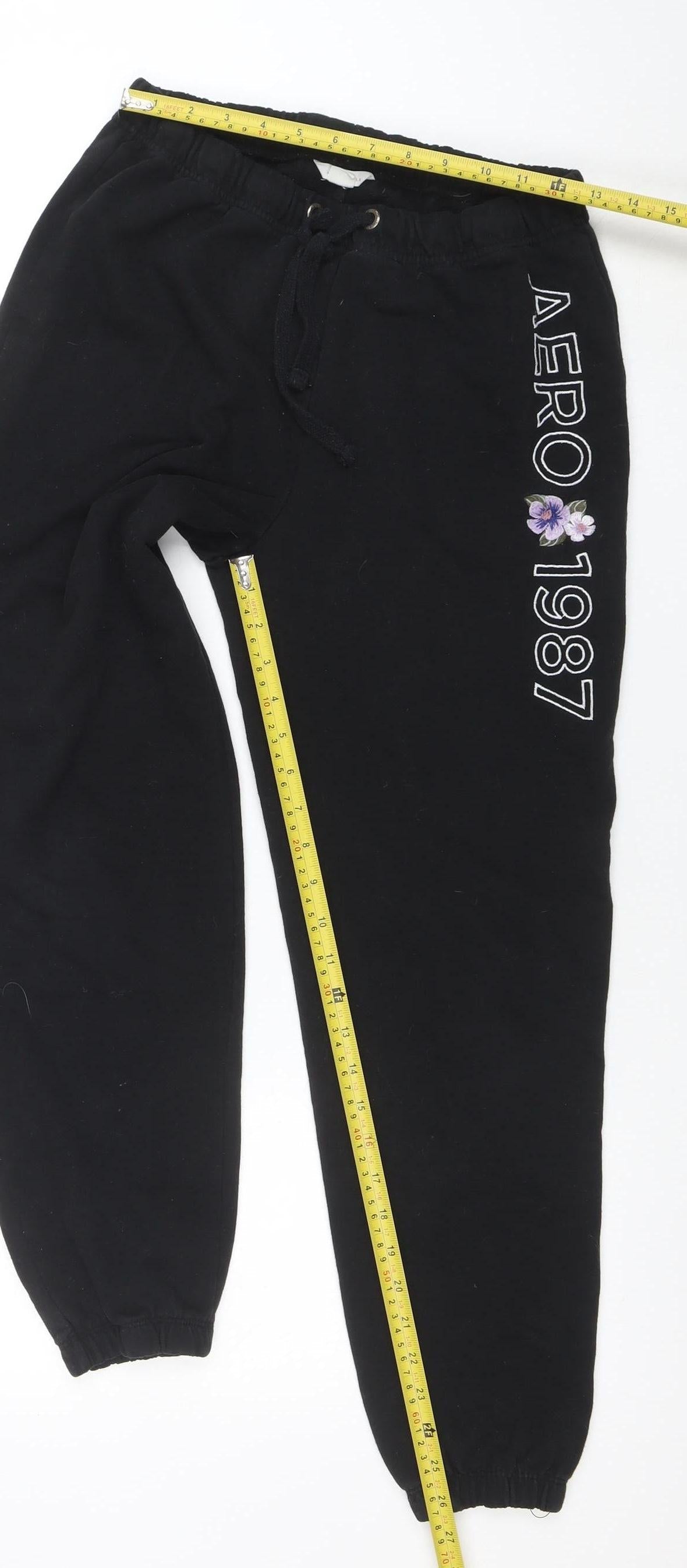 Aéropostale Womens Black Jogger Sweatpants M Drawstring Waist Cotton Blend