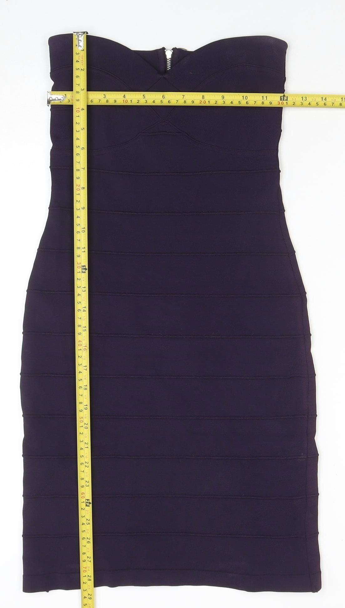 Lipsy London Women's Purple Size 8 Strapless Bodycon Dress