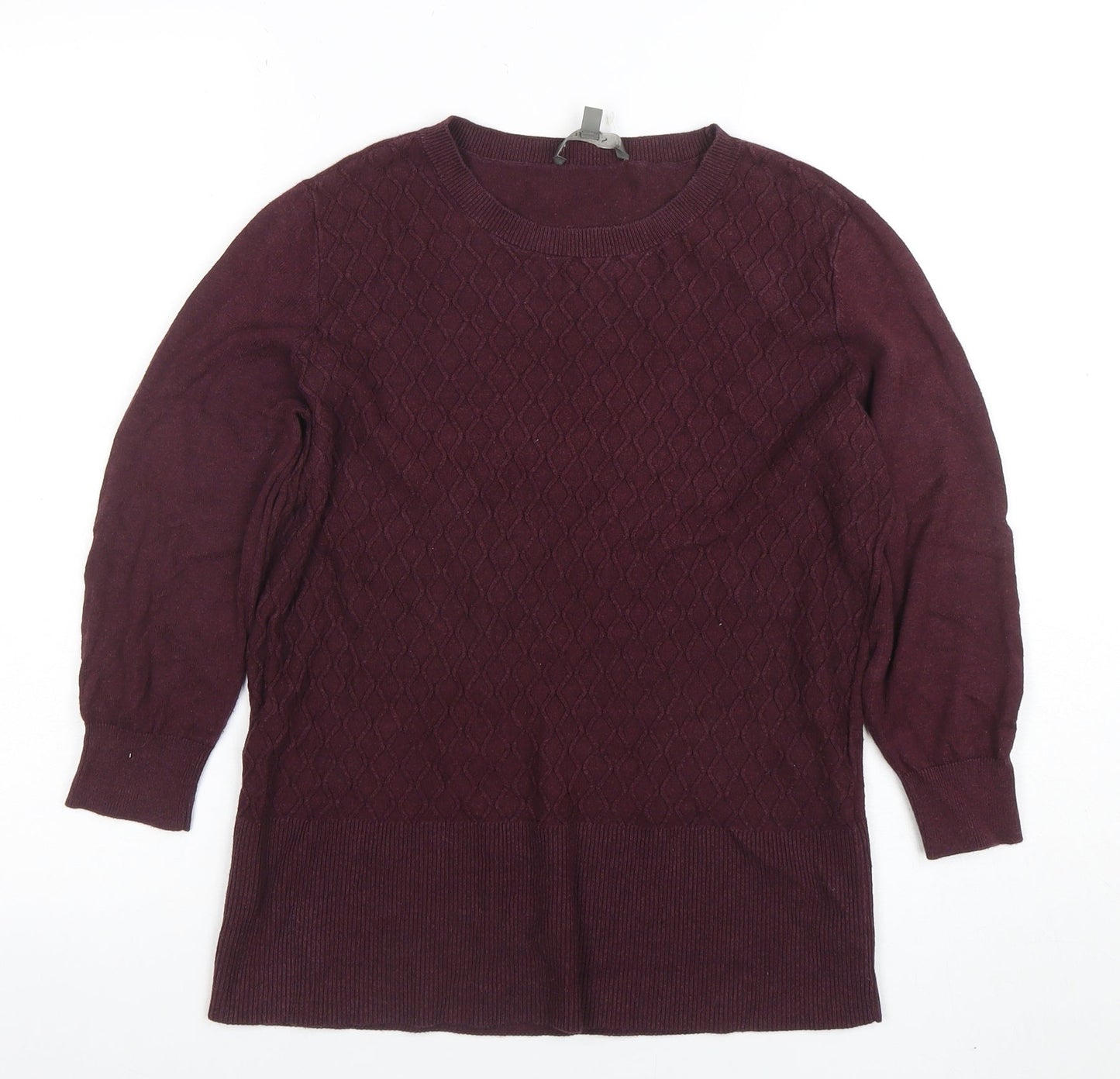 Marks and Spencer Womens Purple Knit Long Sleeve Crew Neck Jumper M