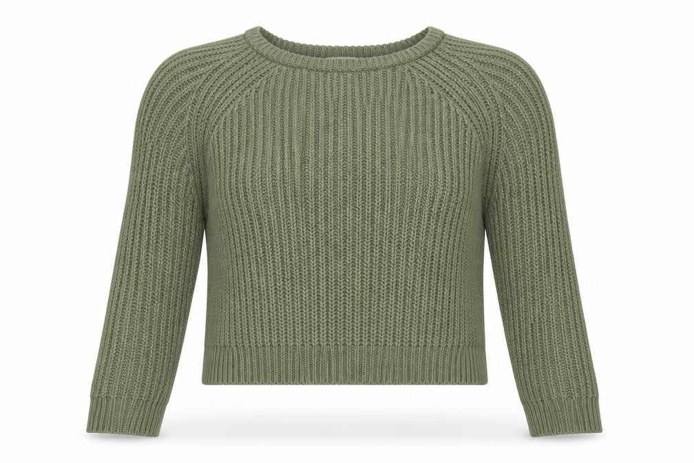 Pull&Bear Women Green Chunky-Knit Crew Neck Jumper Size S
