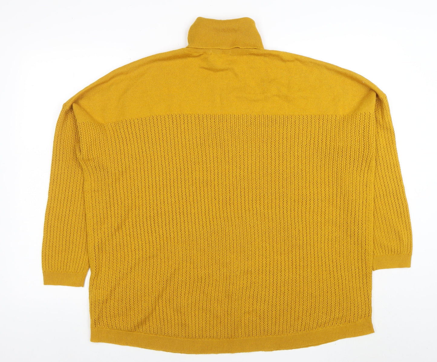 Tu Women’s Yellow Roll Neck Open-Knit Acrylic Jumper Size 20