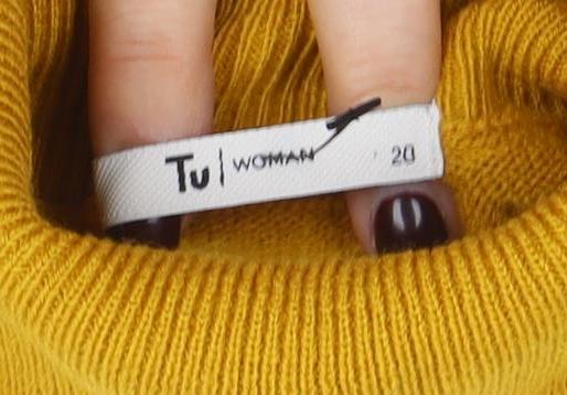 Tu Women’s Yellow Roll Neck Open-Knit Acrylic Jumper Size 20