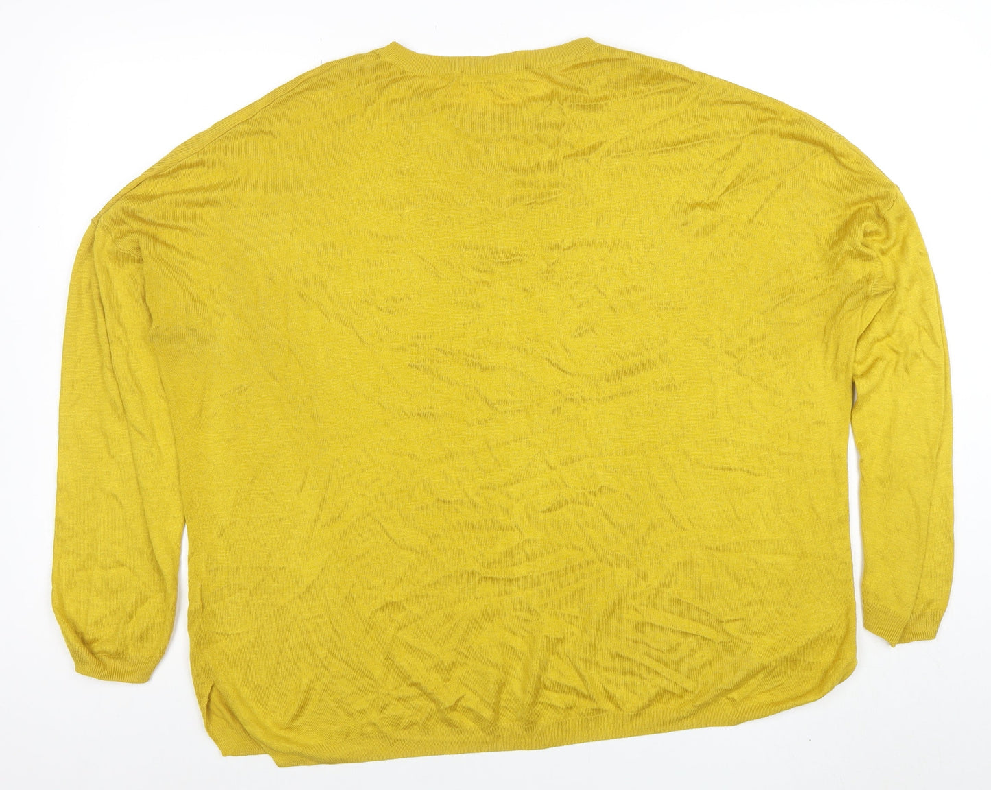 Marks and Spencer Women Yellow XL Relaxed Fit Knit Jumper