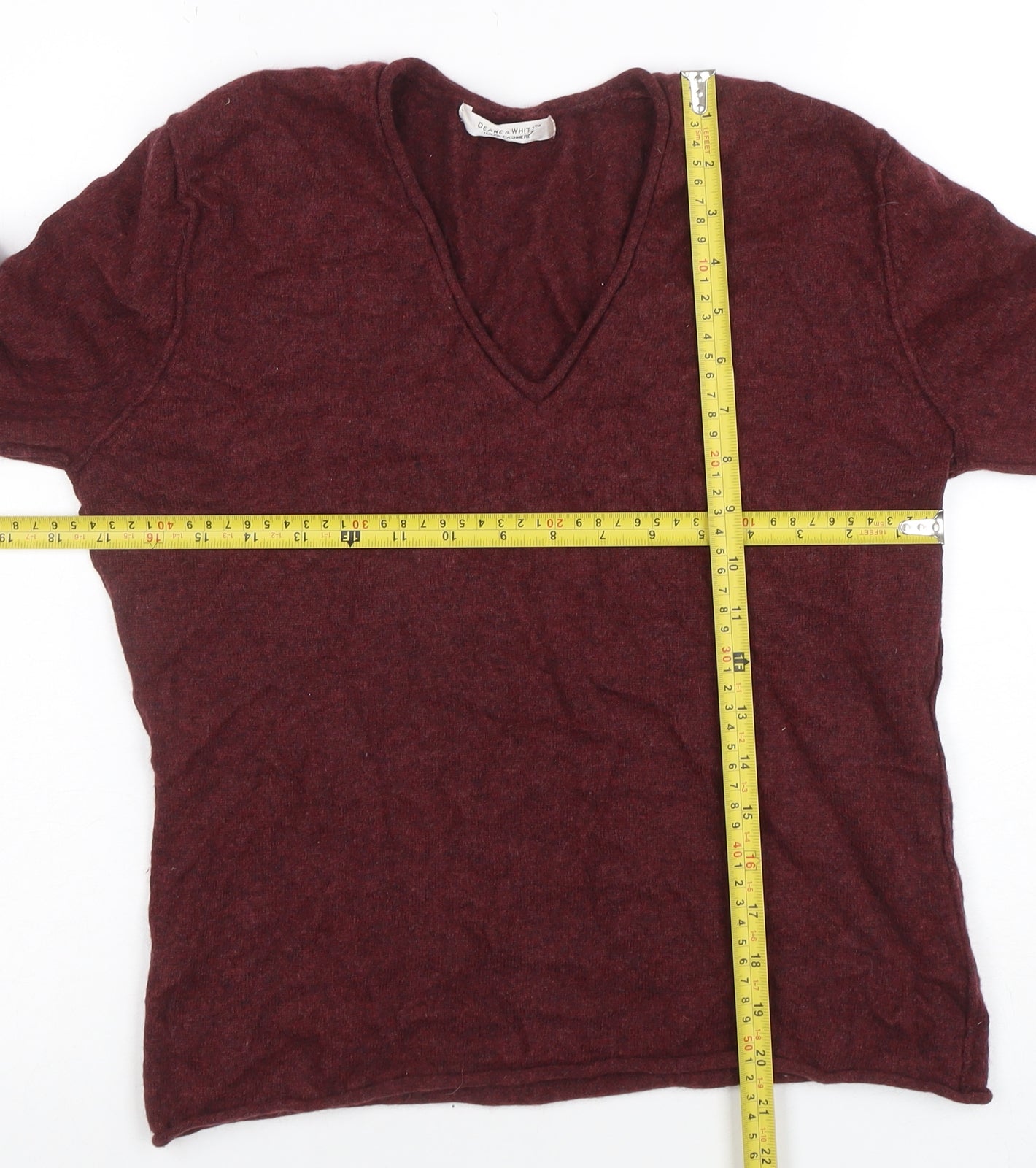Deane & White Women's Red 100% Cashmere V-Neck Jumper Size M