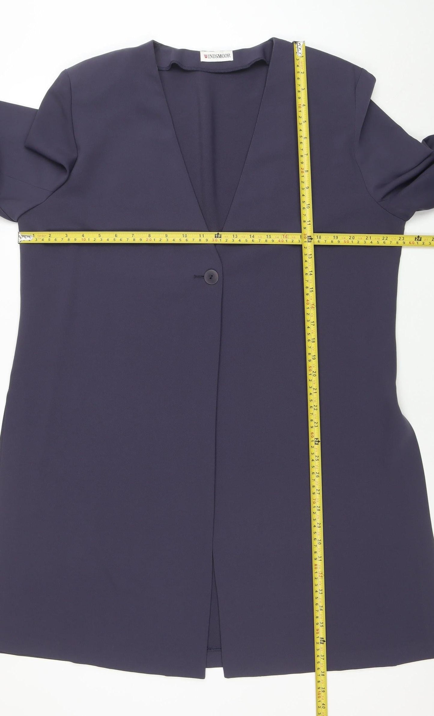 Windsmoor Women's Blue Long Single-Breasted Overcoat Size 18