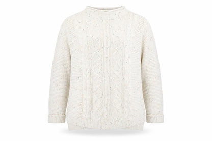 Front view of Lee Cooper Women Ivory, size 16, Acrylic Cable-Knit jumper