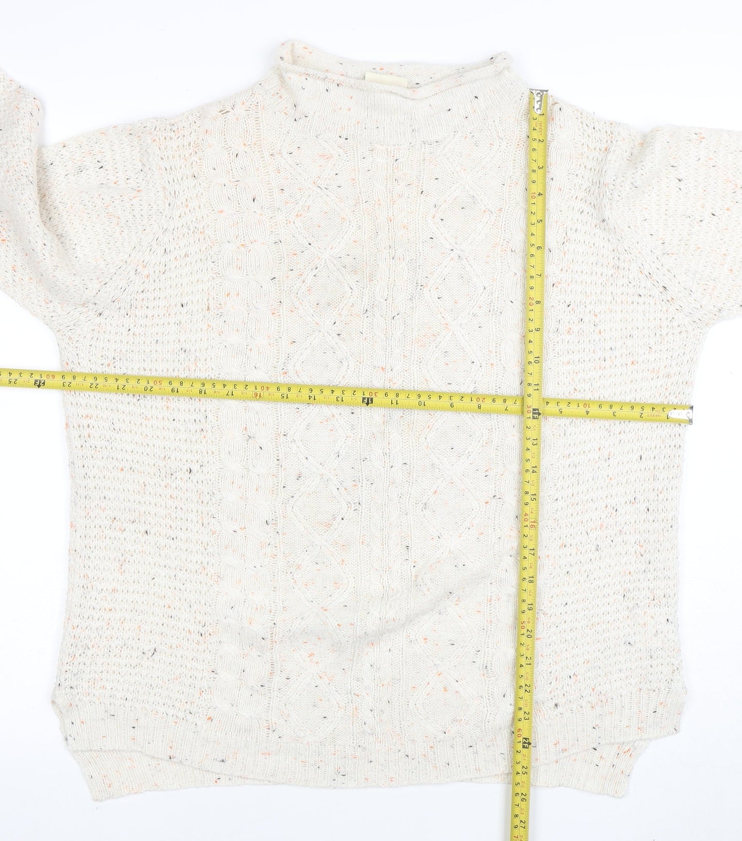 Lee Cooper Women Ivory Size 16 Acrylic Cable-Knit Pullover Jumper