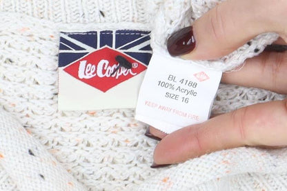 Brand and care label for Lee Cooper Women Ivory, size 16, Acrylic Cable-Knit jumper