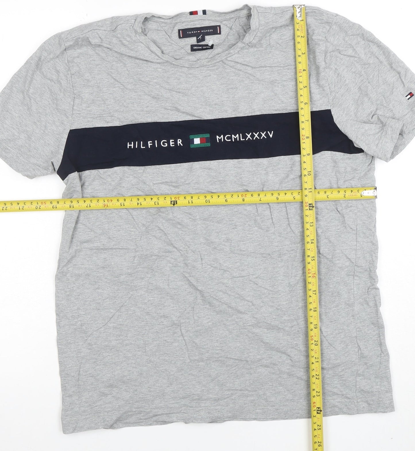 Tommy Hilfiger Men's Grey Organic Cotton Short Sleeve T-Shirt L