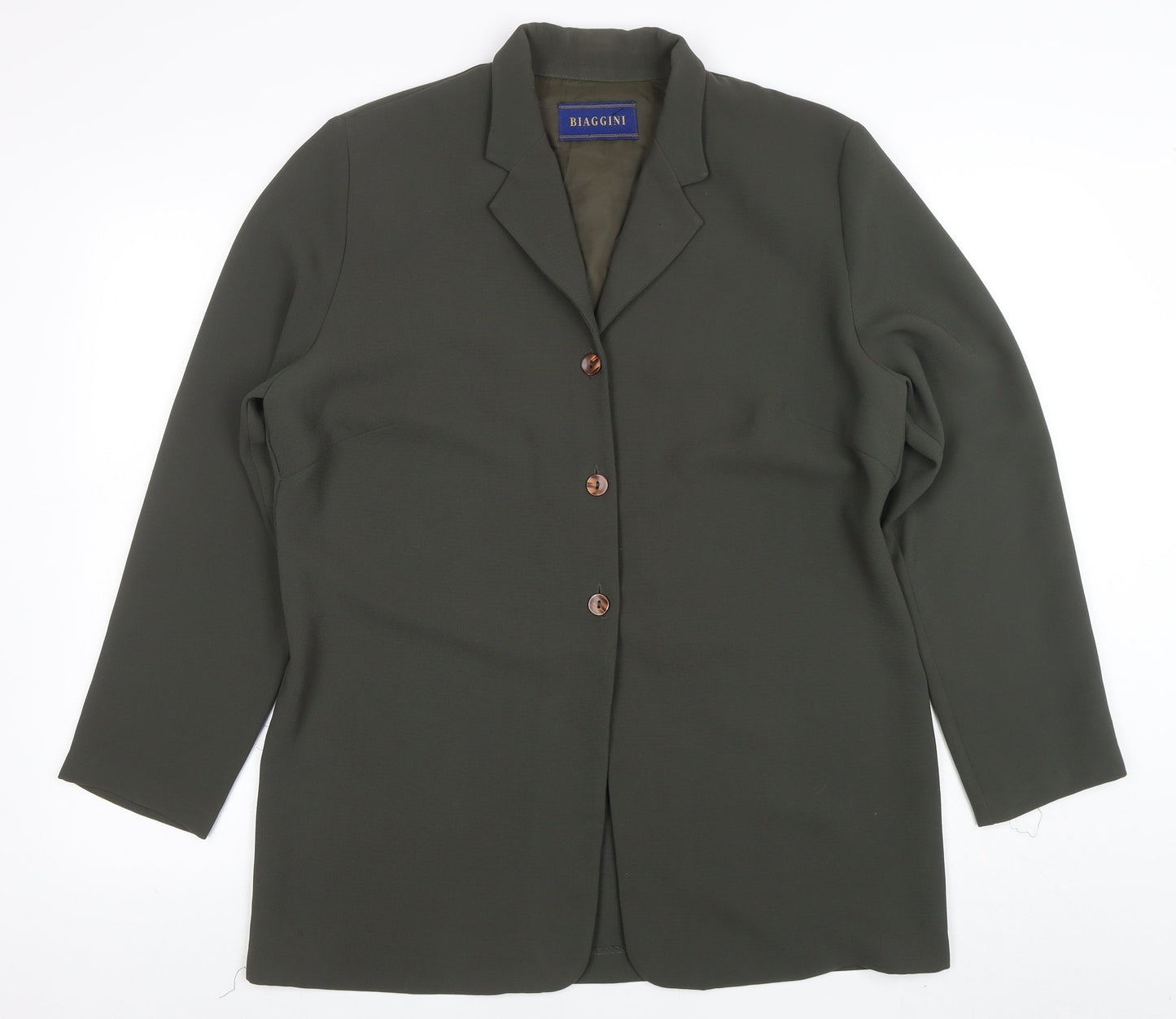 Biaggini Women Olive Green Polyester Blazer Jacket Size 18