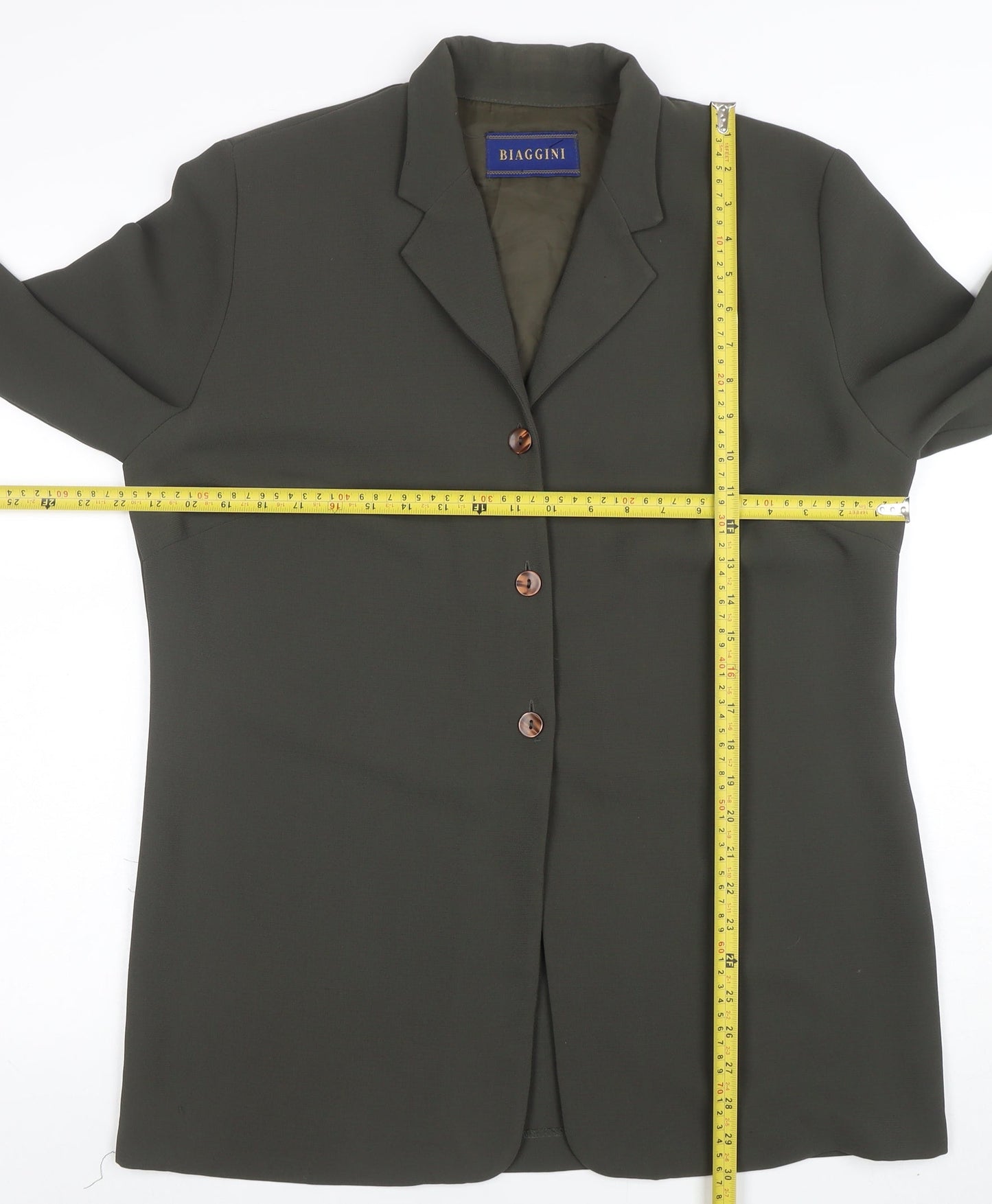 Biaggini Women Olive Green Polyester Blazer Jacket Size 18