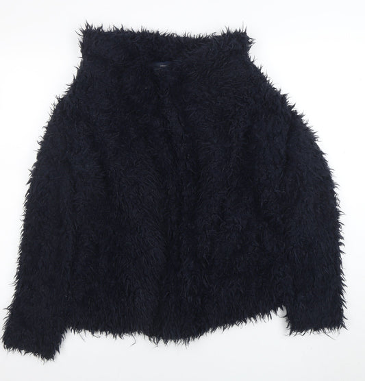 Zara Women's Black Faux Fur Mid-Length Coat Size S