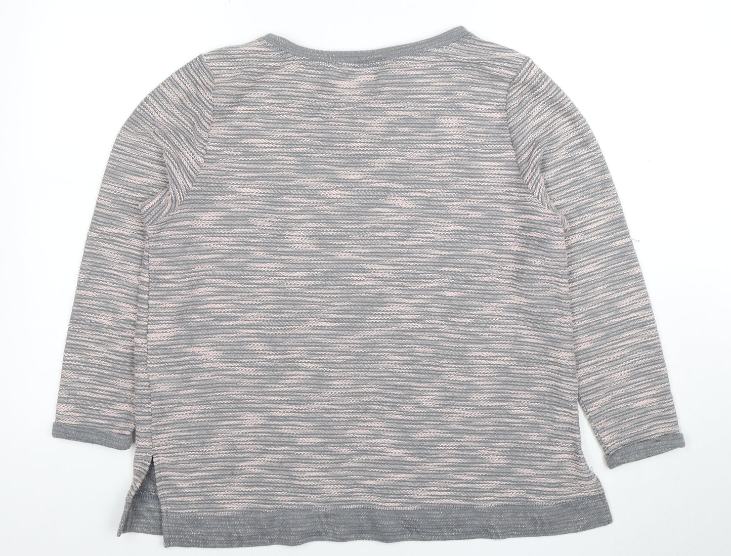 H&M Women’s Grey Striped Knit Pullover Jumper Size 12