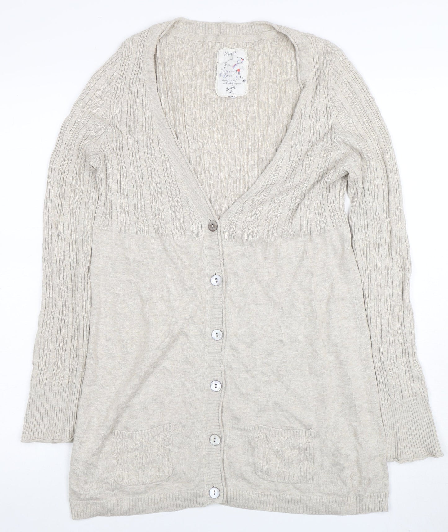 Mammut Women Beige V-Neck Long Sleeve Cardigan Size 12
