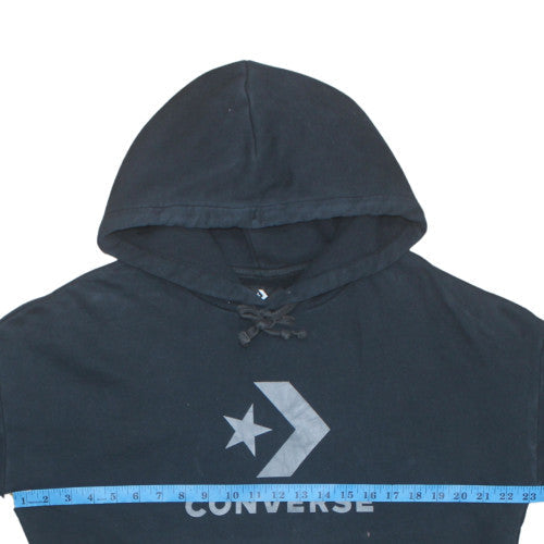 Converse Mens Black Pullover Hoodie XS Regular Fit Logo Fleece