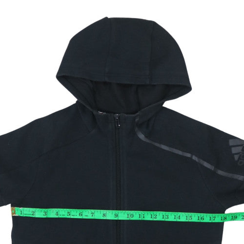 Adidas Boys Black Full Zip Hoodie Size 11-12 Years Fleece Sweatshirt