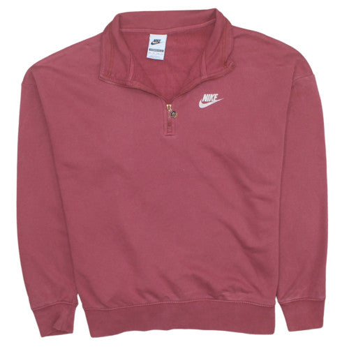 Nike Womens Pink 1/4 Zip Pullover Sweatshirt XS Oversized Fit
