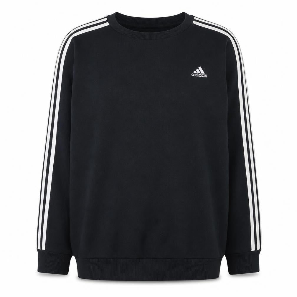 adidas Womens Black 1X Pullover Crew Neck Fleece Sweatshirt