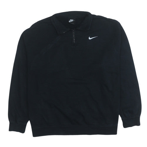 Nike Men's Black 1/4 Zip Collared Fleece Sweatshirt Size M
