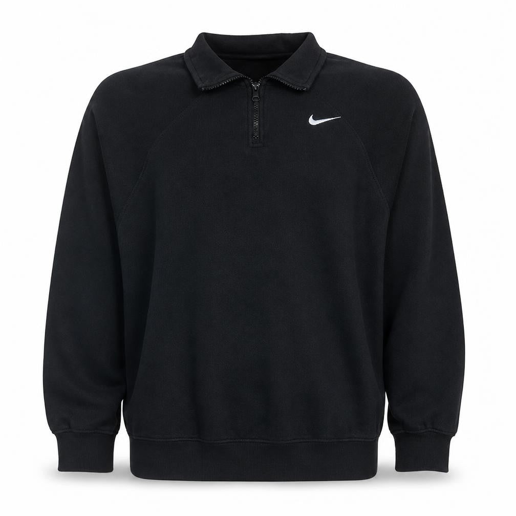 Nike Men's Black 1/4 Zip Collared Fleece Sweatshirt Size M