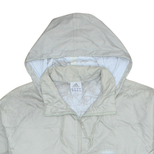 Adidas Men's Beige L Hooded Windbreaker Jacket Full Zip Sportswear