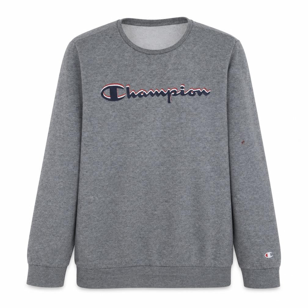 Champion Boys Grey Crew Neck Pullover Sweatshirt 13-14 Years Logo Print