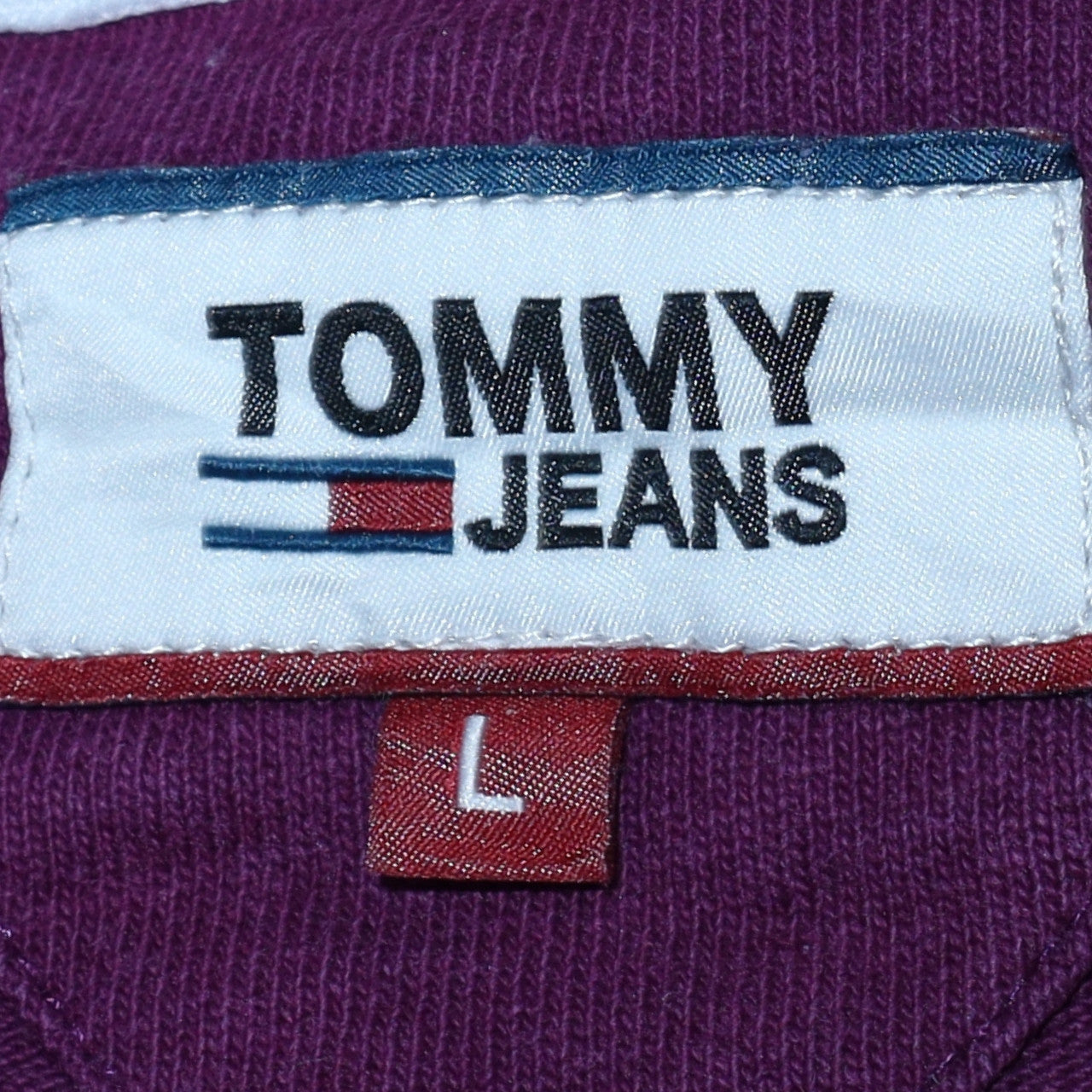 Tommy Jeans Men's Purple Logo Crew Neck Cotton T-Shirt Size L